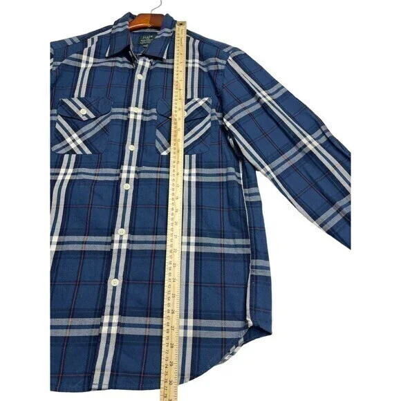 New J Crew Mens Heavy Weight Flannel Shirt (M)‎ Mens Blue Red 100%Cotton - Picture 5 of 8
